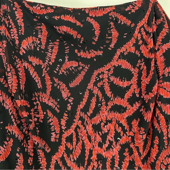 Eva Blue Dress Size 8 Petite Black Red Beaded Sequin Y2K Asymmetrical Whimsygoth - Picture 3 of 11